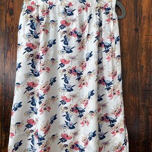 Chic Floral Midi Skirt in Blue and Pink